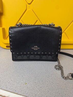 Coach Klare Crossbody Bag Black Studded Signature Chain Crossbody